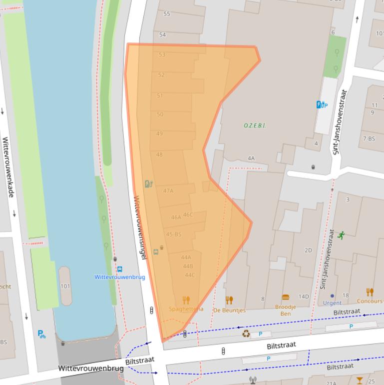 Kaart van postcodegebied 3572CA.