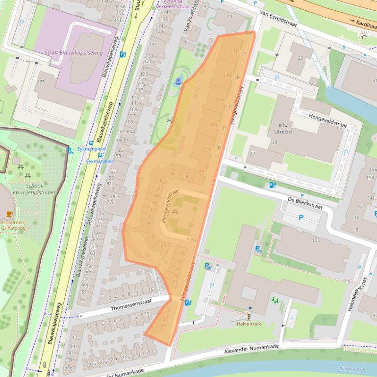 Kaart van postcodegebied 3572KJ.
