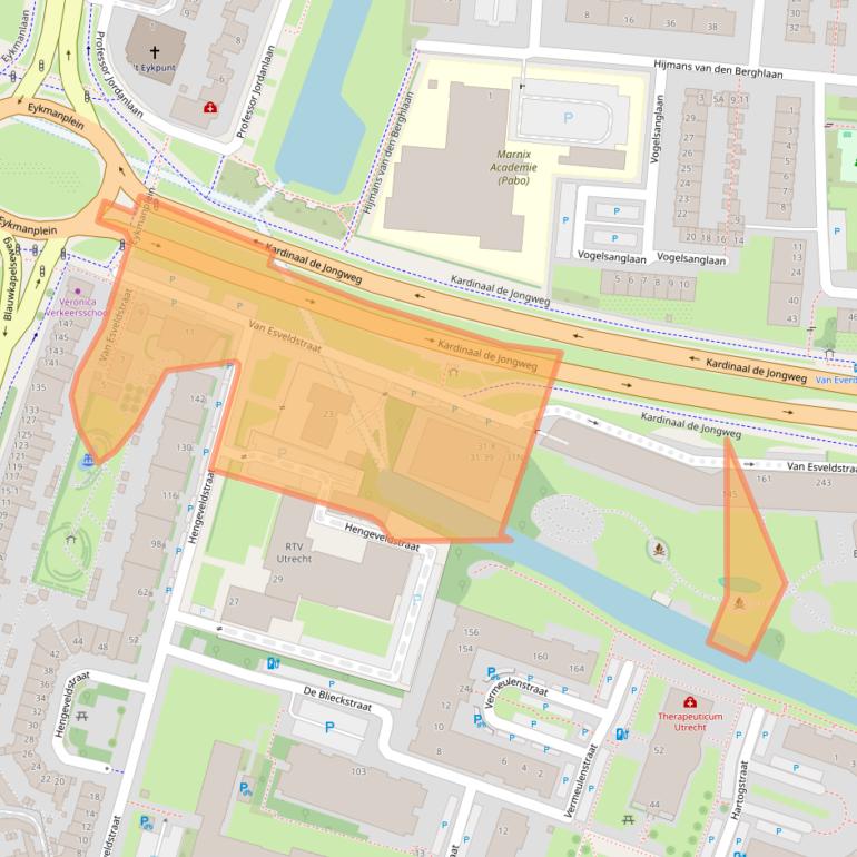 Kaart van postcodegebied 3572KK.