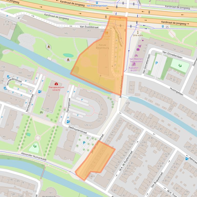 Kaart van postcodegebied 3572LA.