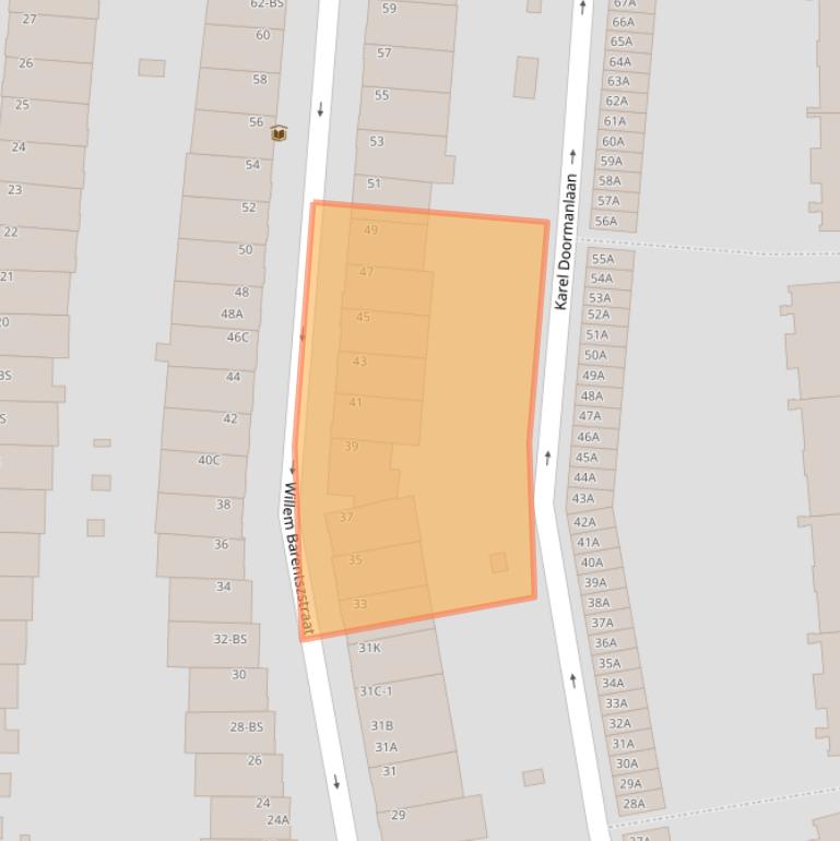 Kaart van postcodegebied 3572PC.