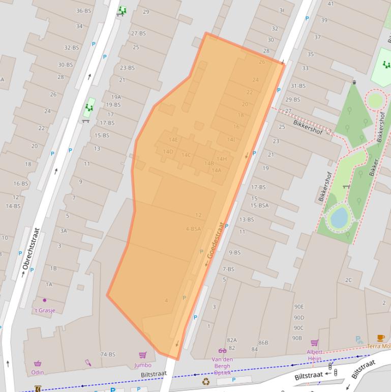 Kaart van postcodegebied 3572RT.