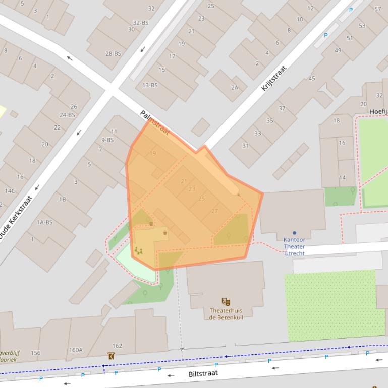 Kaart van postcodegebied 3572TL.