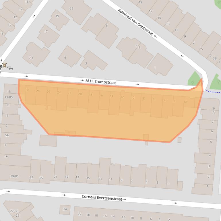 Kaart van postcodegebied 3572XV.