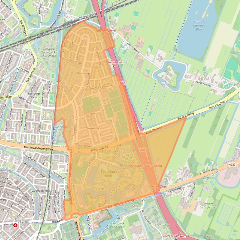 Kaart van postcodegebied 3573.