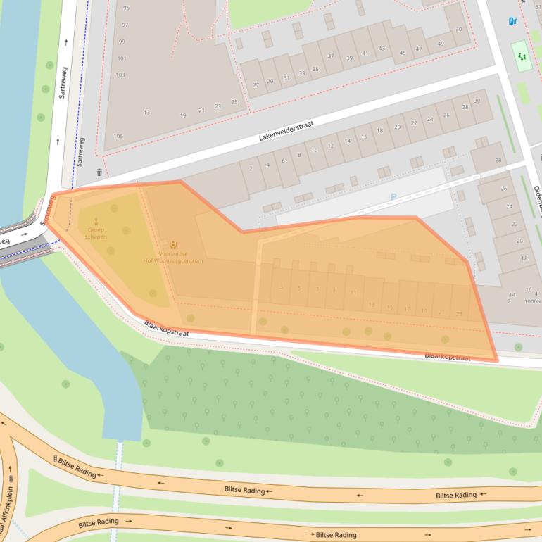 Kaart van postcodegebied 3573SH.