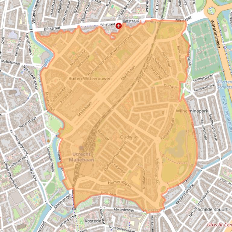 Kaart van postcodegebied 3581.