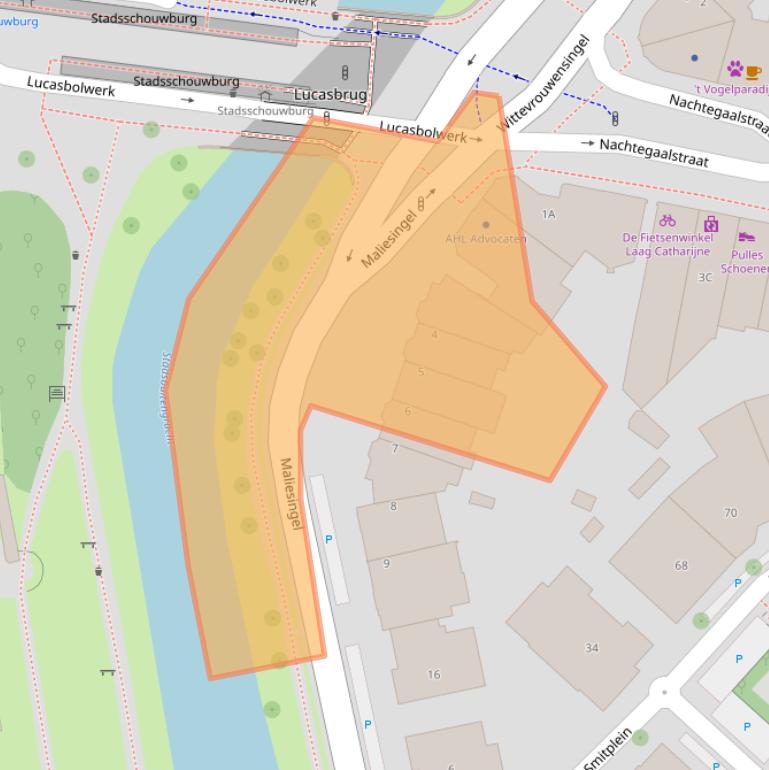 Kaart van postcodegebied 3581BA.