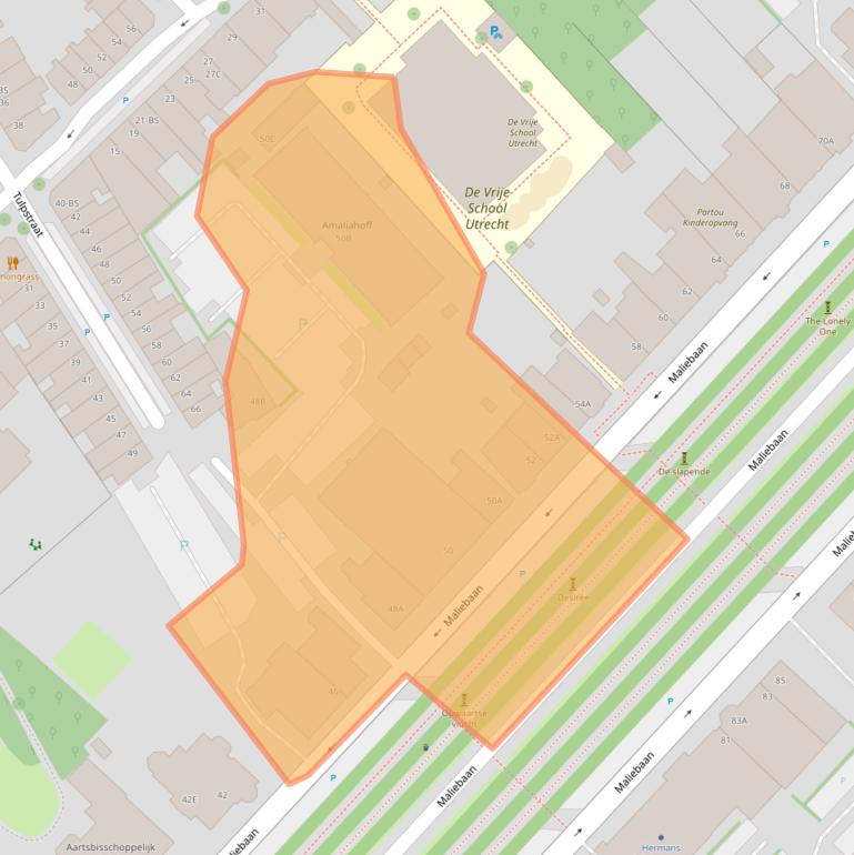 Kaart van postcodegebied 3581CS.