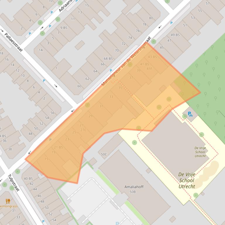 Kaart van postcodegebied 3581EB.