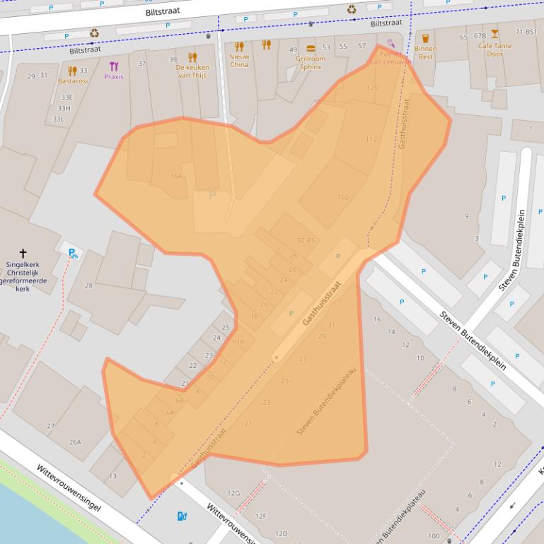 Kaart van postcodegebied 3581GE.