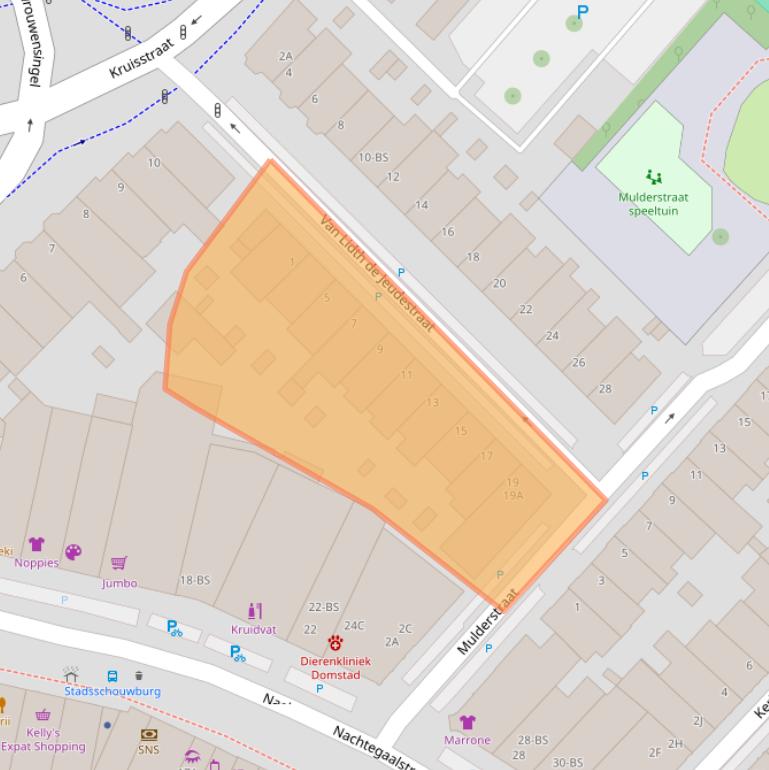 Kaart van postcodegebied 3581GG.