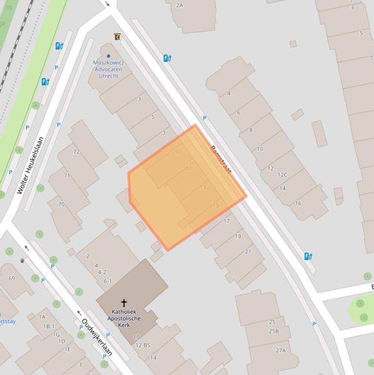 Kaart van postcodegebied 3581HB.