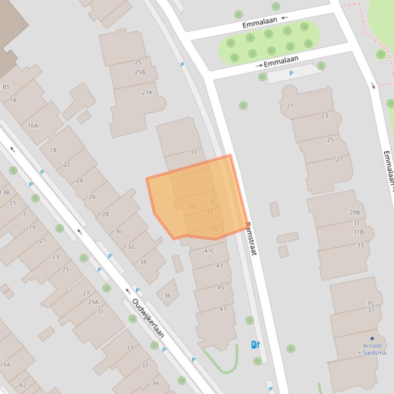 Kaart van postcodegebied 3581HE.