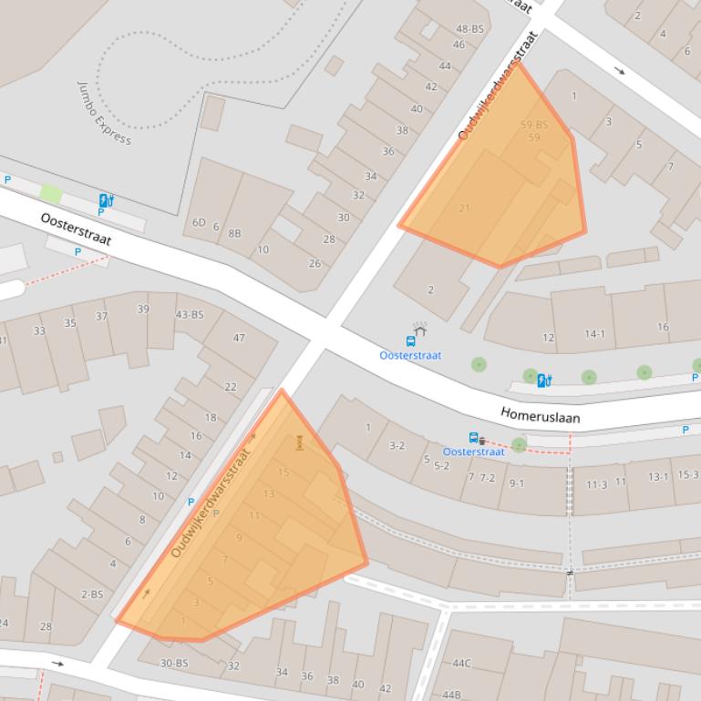 Kaart van postcodegebied 3581LA.