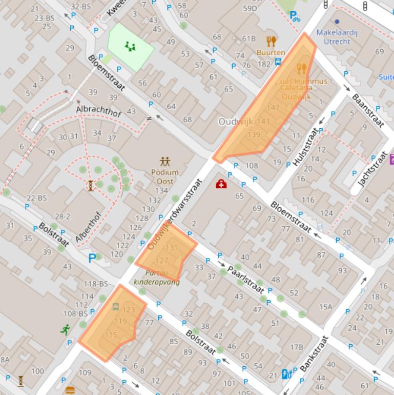 Kaart van postcodegebied 3581LC.