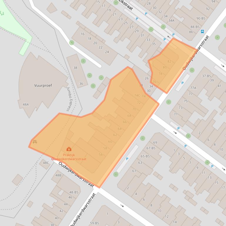 Kaart van postcodegebied 3581LG.