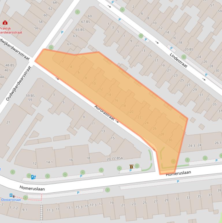 Kaart van postcodegebied 3581LV.