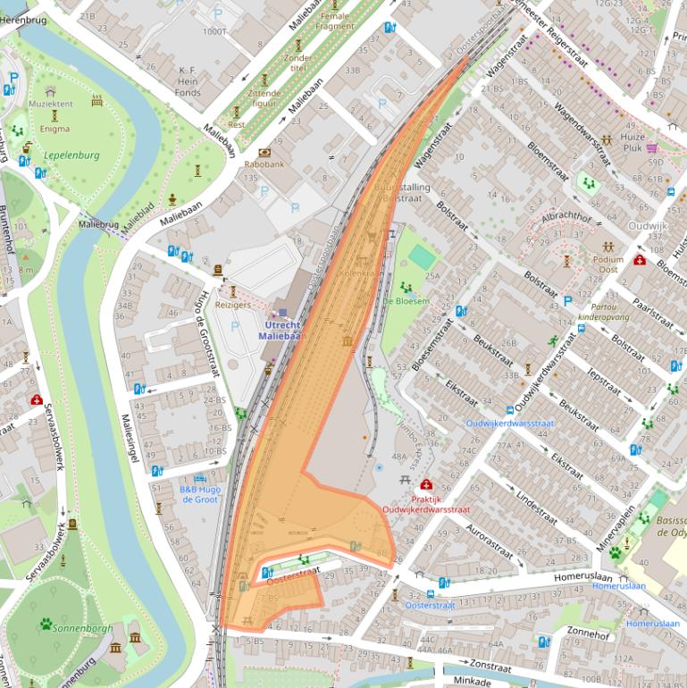 Kaart van postcodegebied 3581MK.