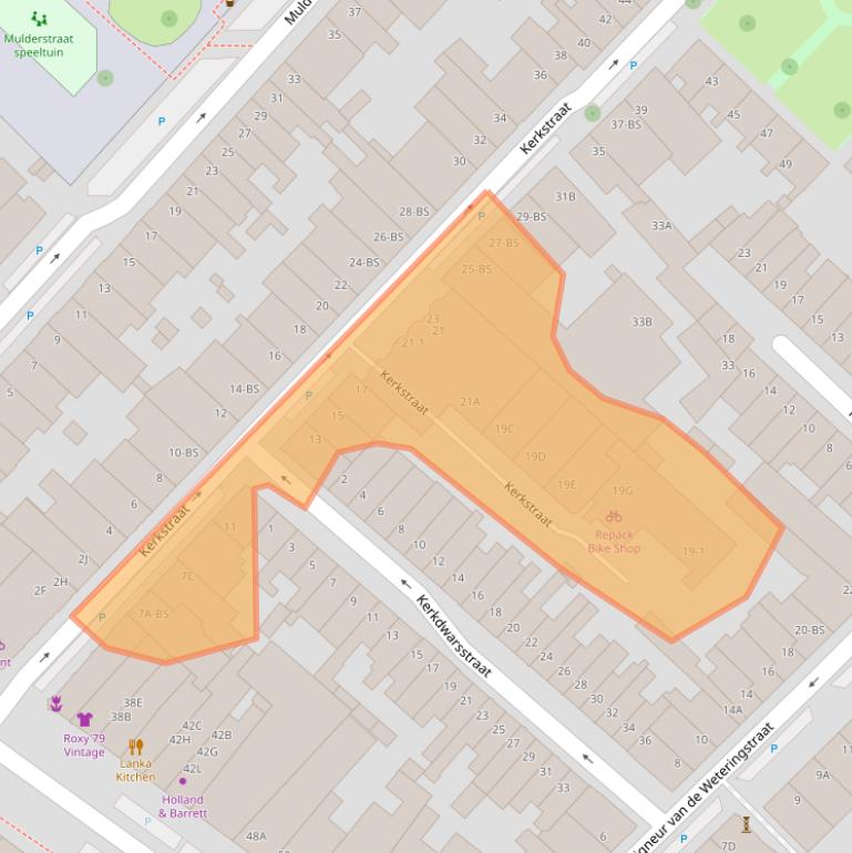 Kaart van postcodegebied 3581RA.