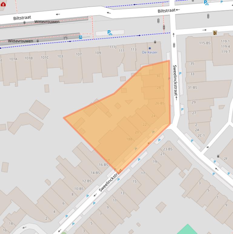 Kaart van postcodegebied 3581RW.