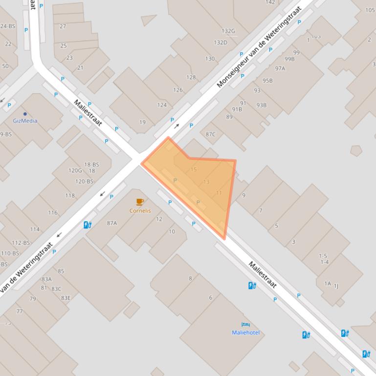 Kaart van postcodegebied 3581SJ.