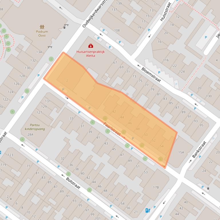 Kaart van postcodegebied 3581VP.