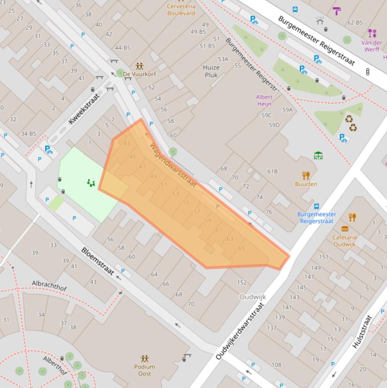 Kaart van postcodegebied 3581WK.