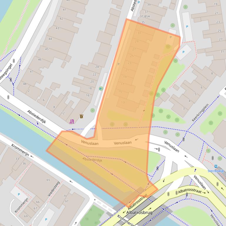 Kaart van postcodegebied 3582BA.