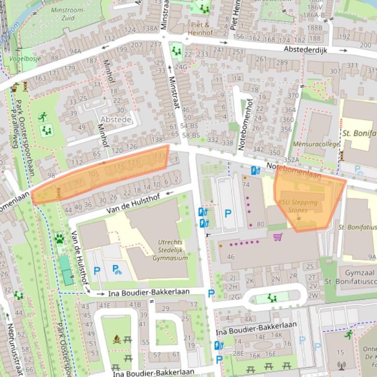 Kaart van postcodegebied 3582CJ.