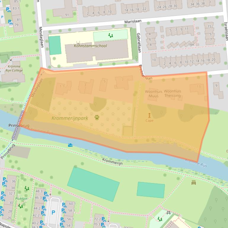 Kaart van postcodegebied 3582HA.