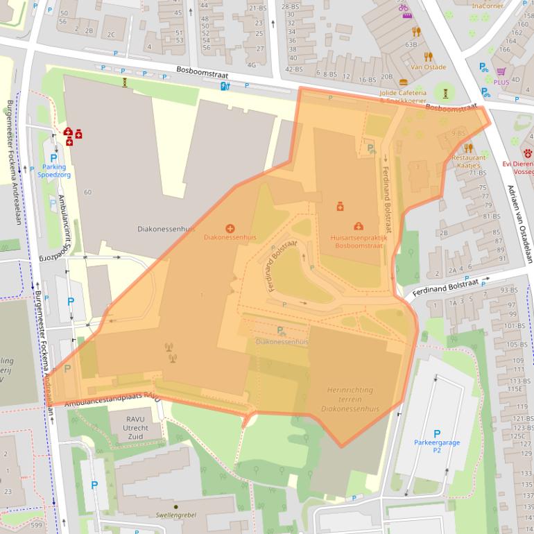 Kaart van postcodegebied 3582KE.