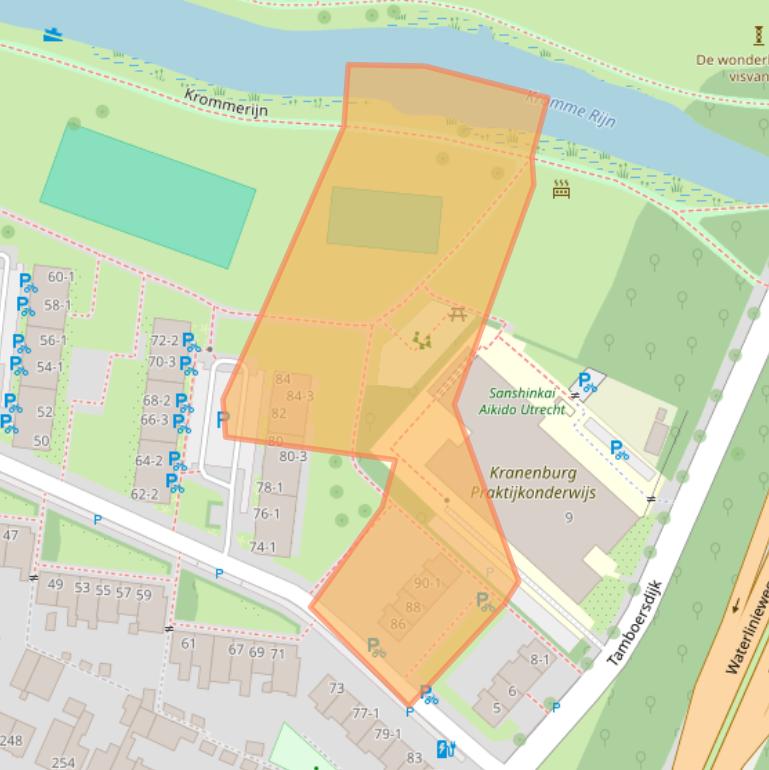 Kaart van postcodegebied 3582TX.