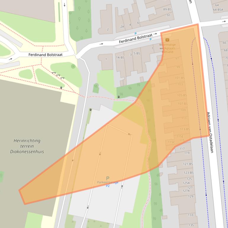 Kaart van postcodegebied 3583AD.