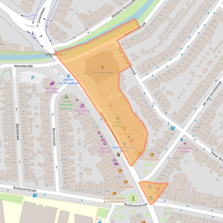 Kaart van postcodegebied 3583AJ.