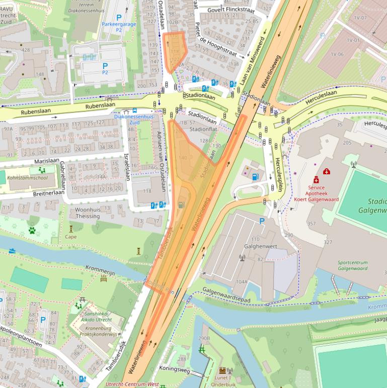 Kaart van postcodegebied 3583AM.