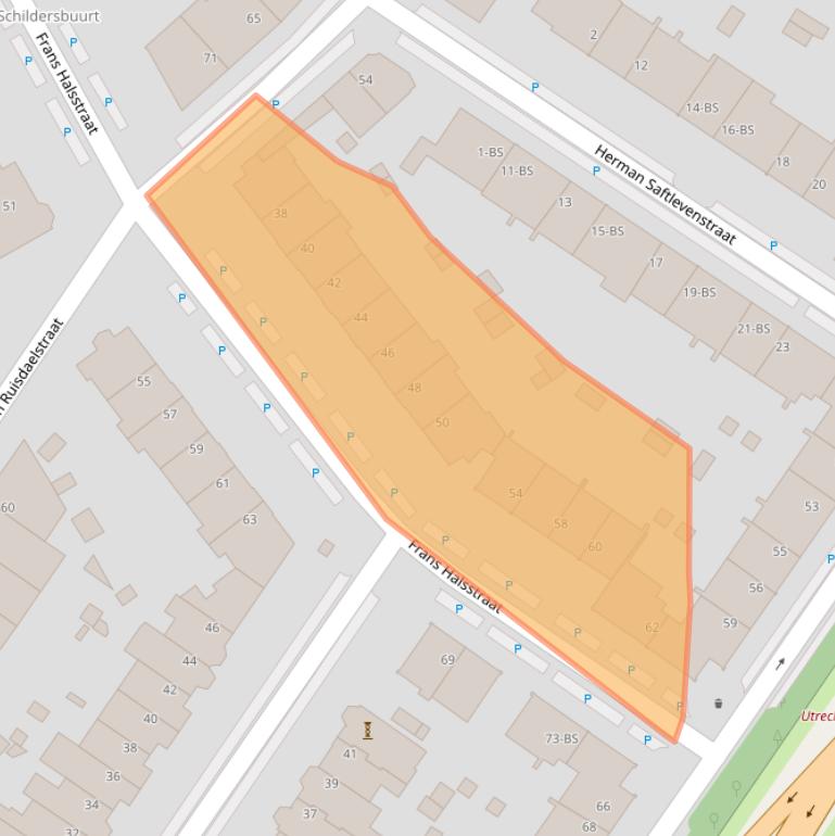 Kaart van postcodegebied 3583BS.