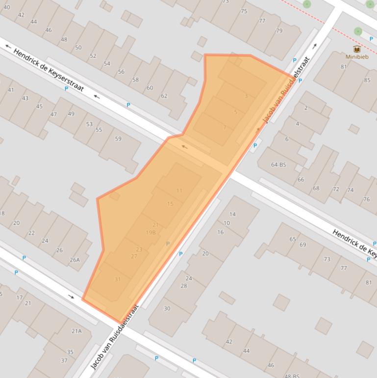 Kaart van postcodegebied 3583CA.