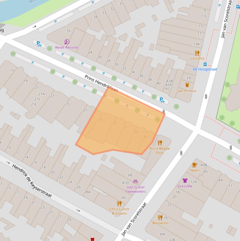 Kaart van postcodegebied 3583EC.