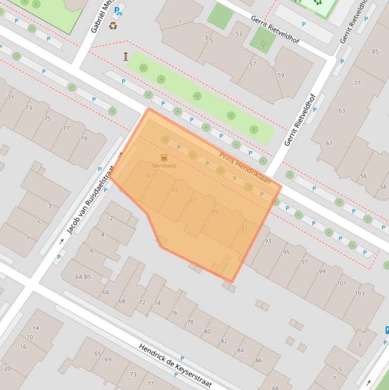 Kaart van postcodegebied 3583EH.