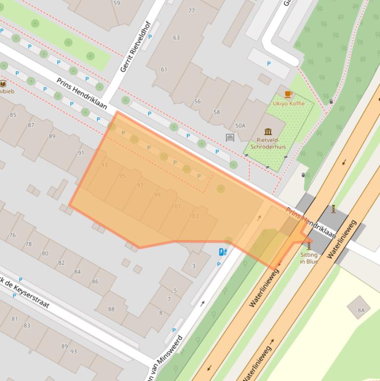 Kaart van postcodegebied 3583EJ.