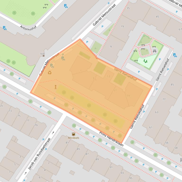 Kaart van postcodegebied 3583ET.