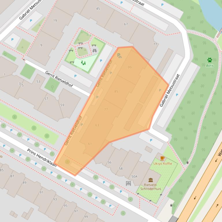 Kaart van postcodegebied 3583EV.