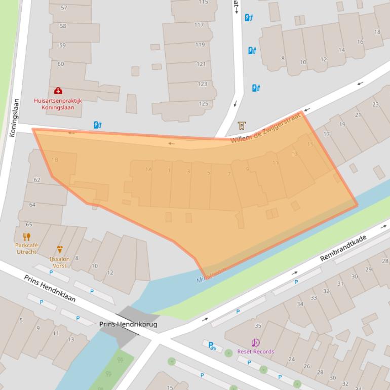 Kaart van postcodegebied 3583HA.