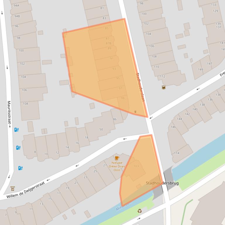 Kaart van postcodegebied 3583JG.