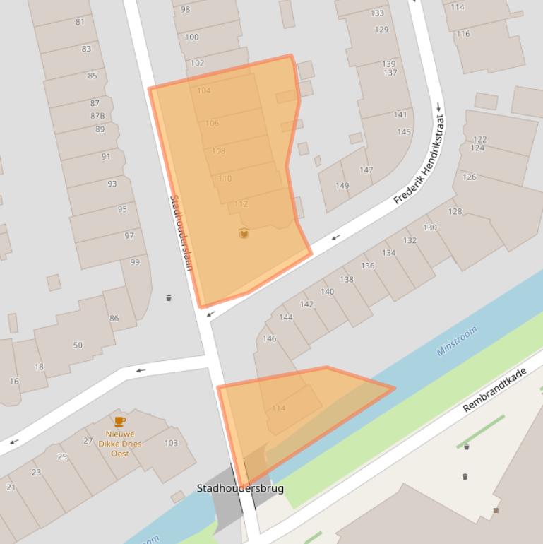 Kaart van postcodegebied 3583JP.