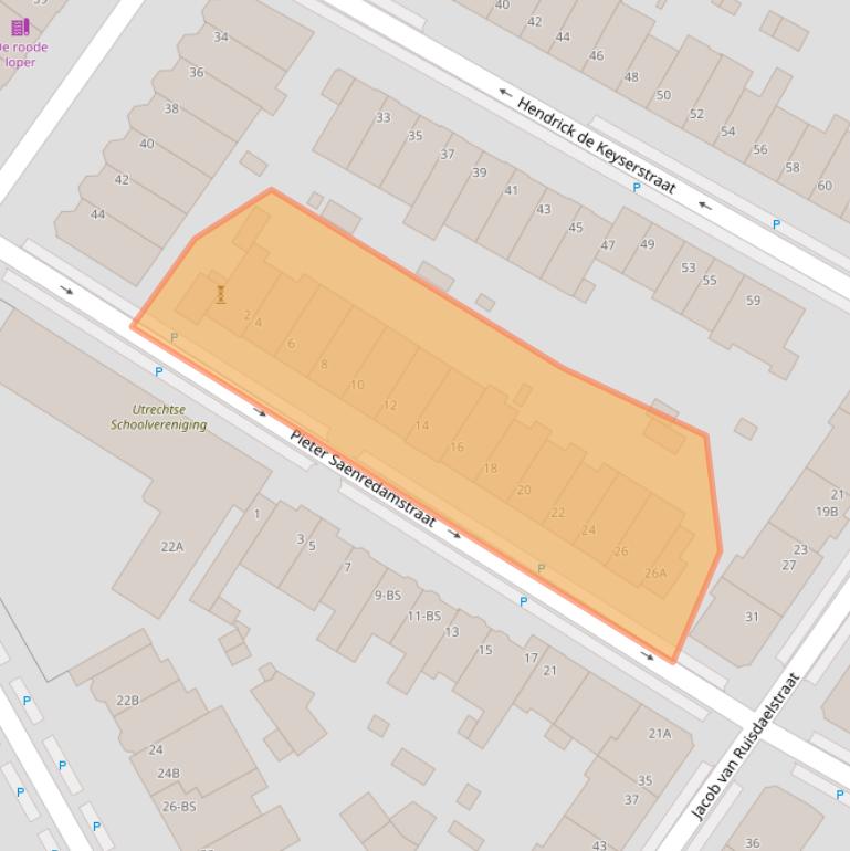 Kaart van postcodegebied 3583TC.