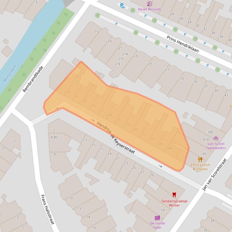 Kaart van postcodegebied 3583TJ.