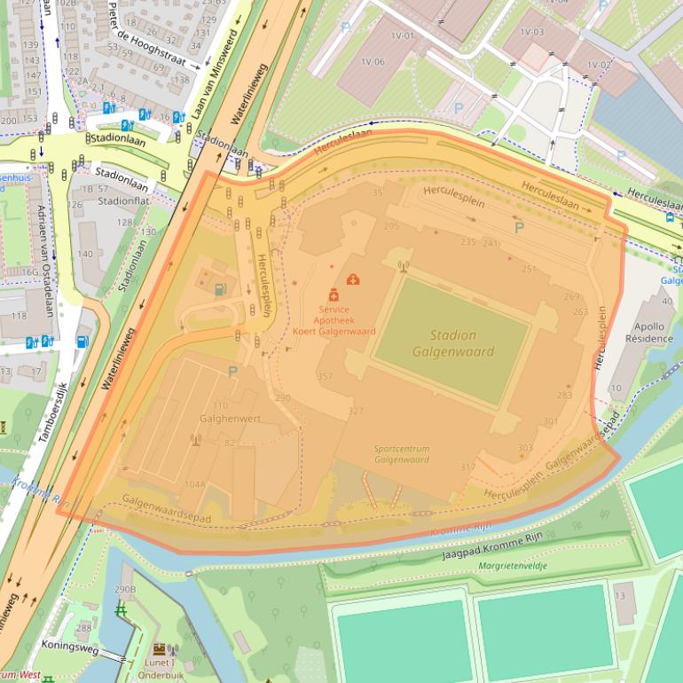 Kaart van postcodegebied 3584AA.