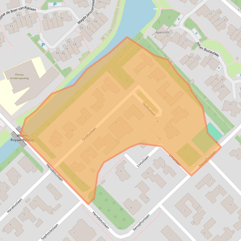 Kaart van postcodegebied 3584AW.